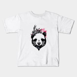 Panda Bear Wild Animal Nature Illustration Art Tattoo Kids T-Shirt
